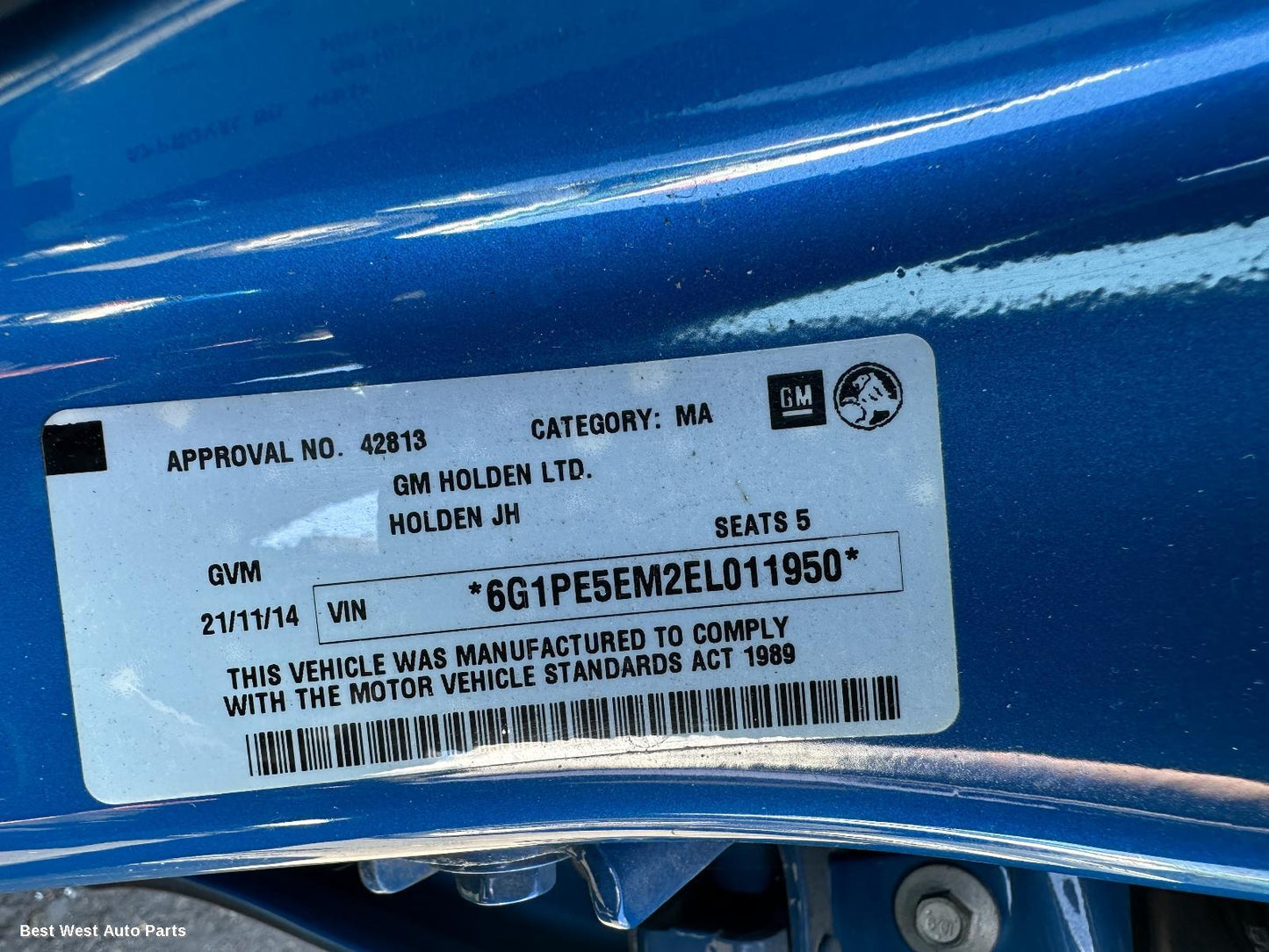2014 HOLDEN CRUZE Right Guard
