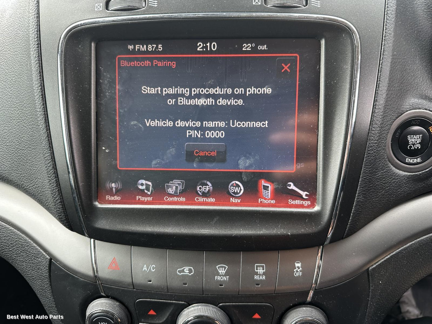 2015 FIAT FREEMONT Radio/Cd/Dvd/Sat/Tv