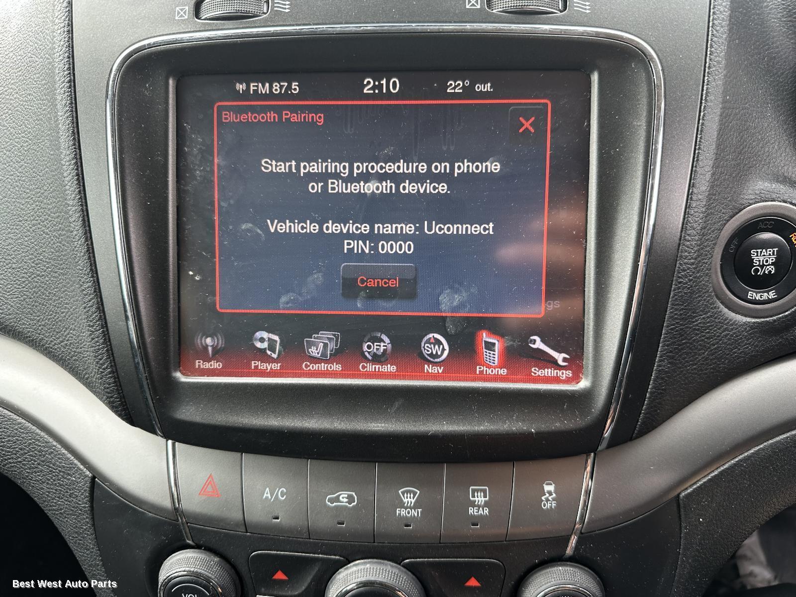 2015 FIAT FREEMONT Radio/Cd/Dvd/Sat/Tv