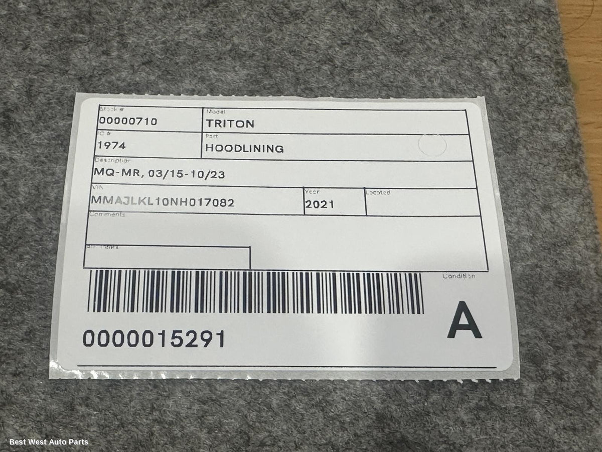 2021 MITSUBISHI TRITON Hoodlining