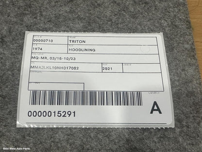 2021 MITSUBISHI TRITON Hoodlining