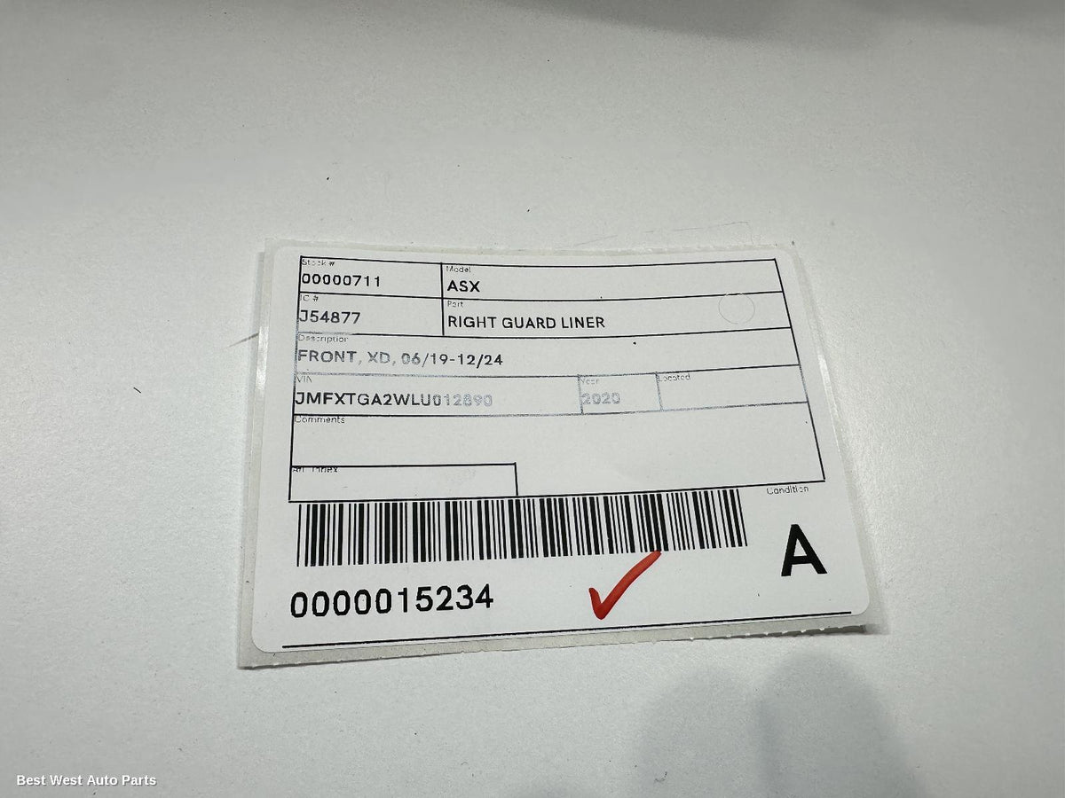 2020 MITSUBISHI ASX Right Guard Liner