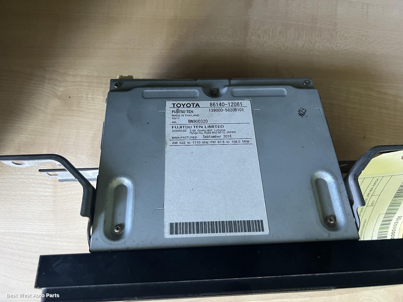 2017 TOYOTA COROLLA Radio/Cd/Dvd/Sat/Tv