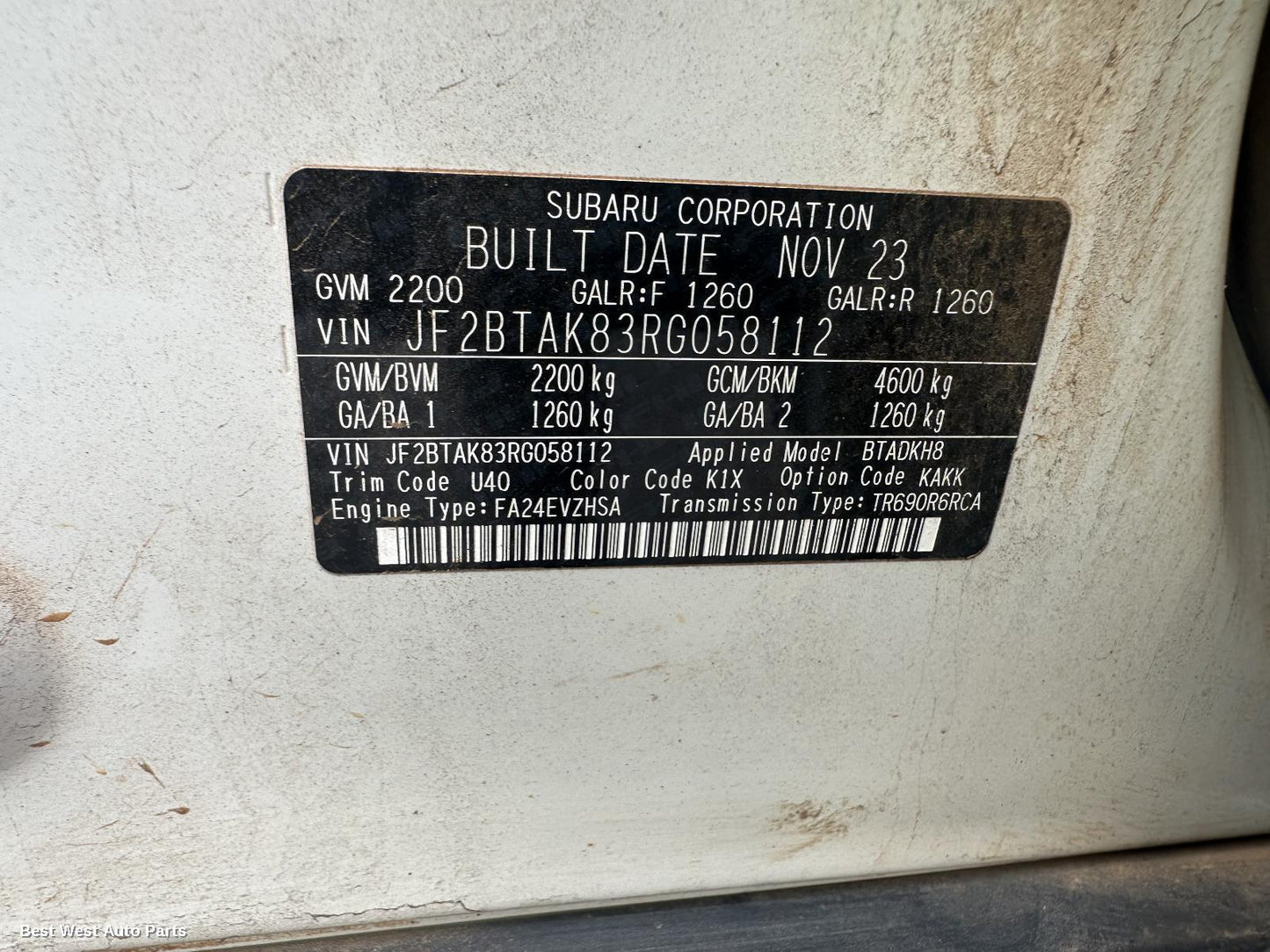 2024 SUBARU OUTBACK Engine