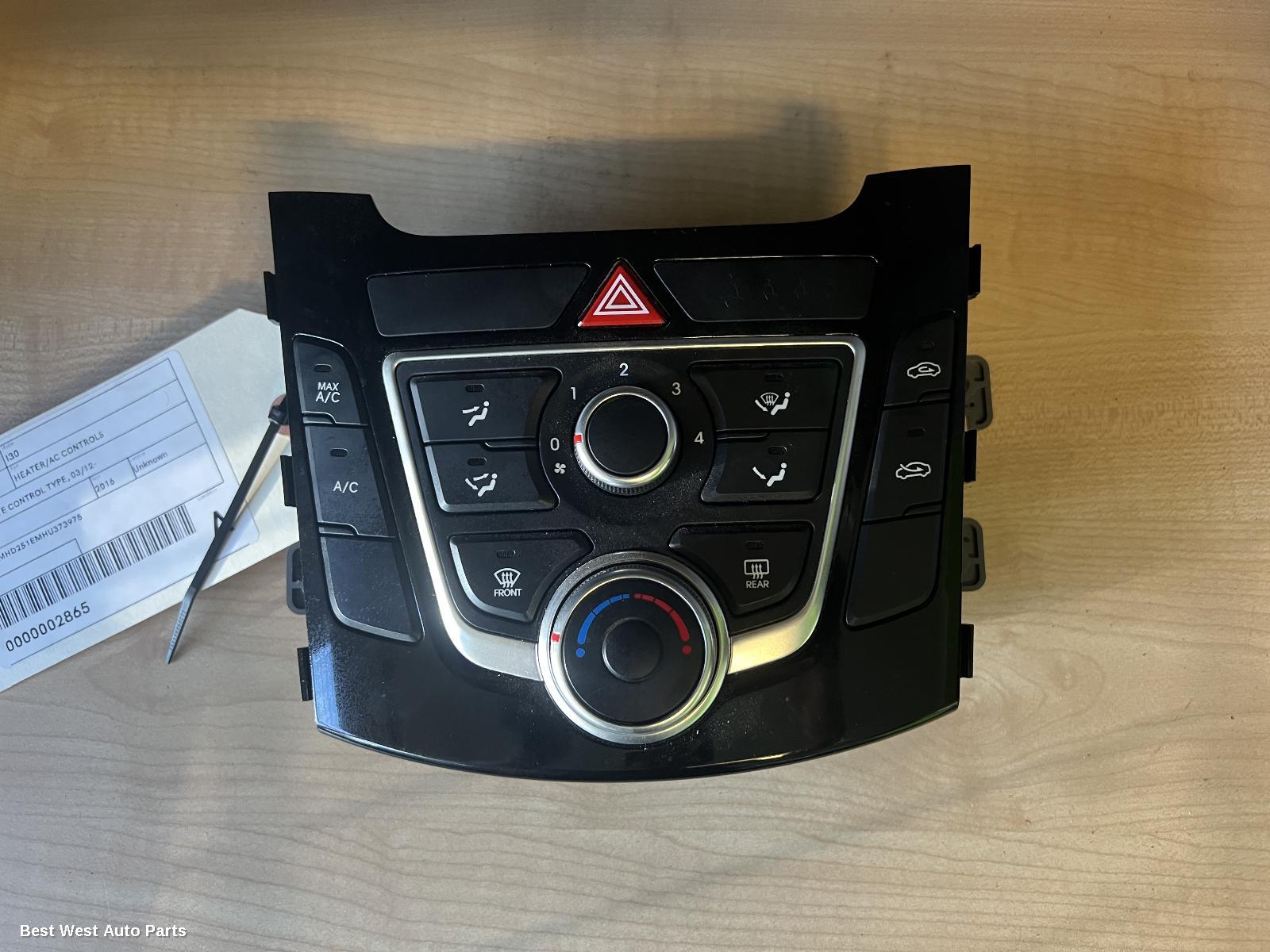 2016 HYUNDAI I30 Heater/Ac Controls