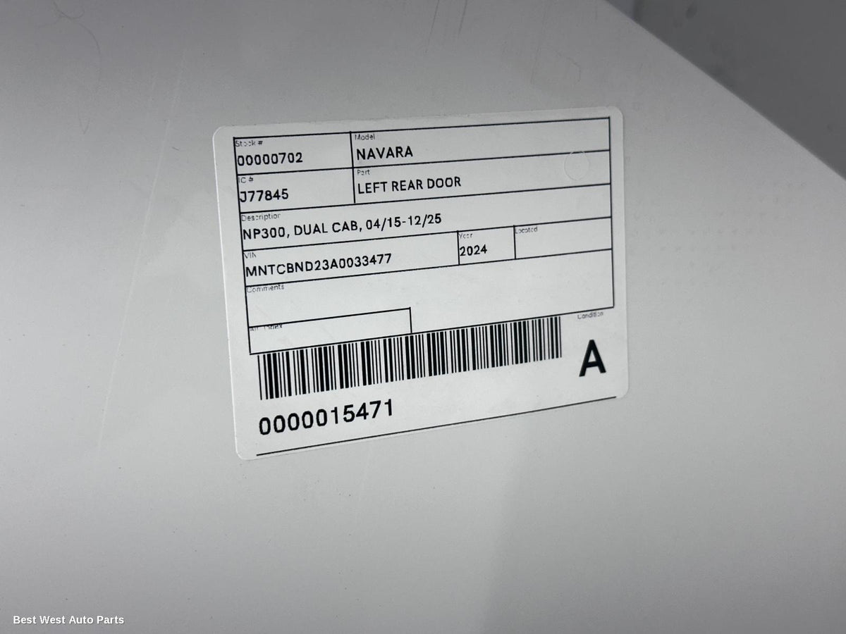 2024 NISSAN NAVARA Left Rear Door/Sliding