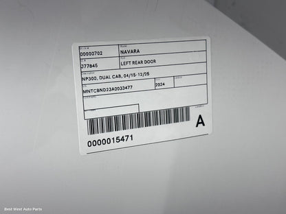 2024 NISSAN NAVARA Left Rear Door/Sliding
