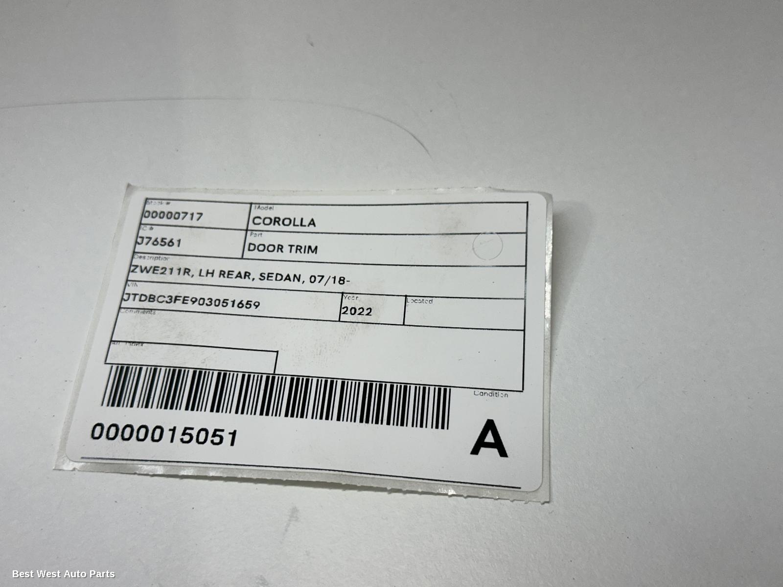 2022 TOYOTA COROLLA Door Trim