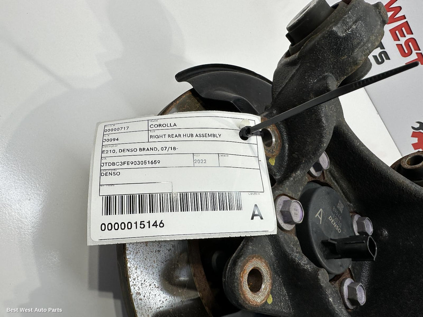 2022 TOYOTA COROLLA Right Rear Hub Assembly