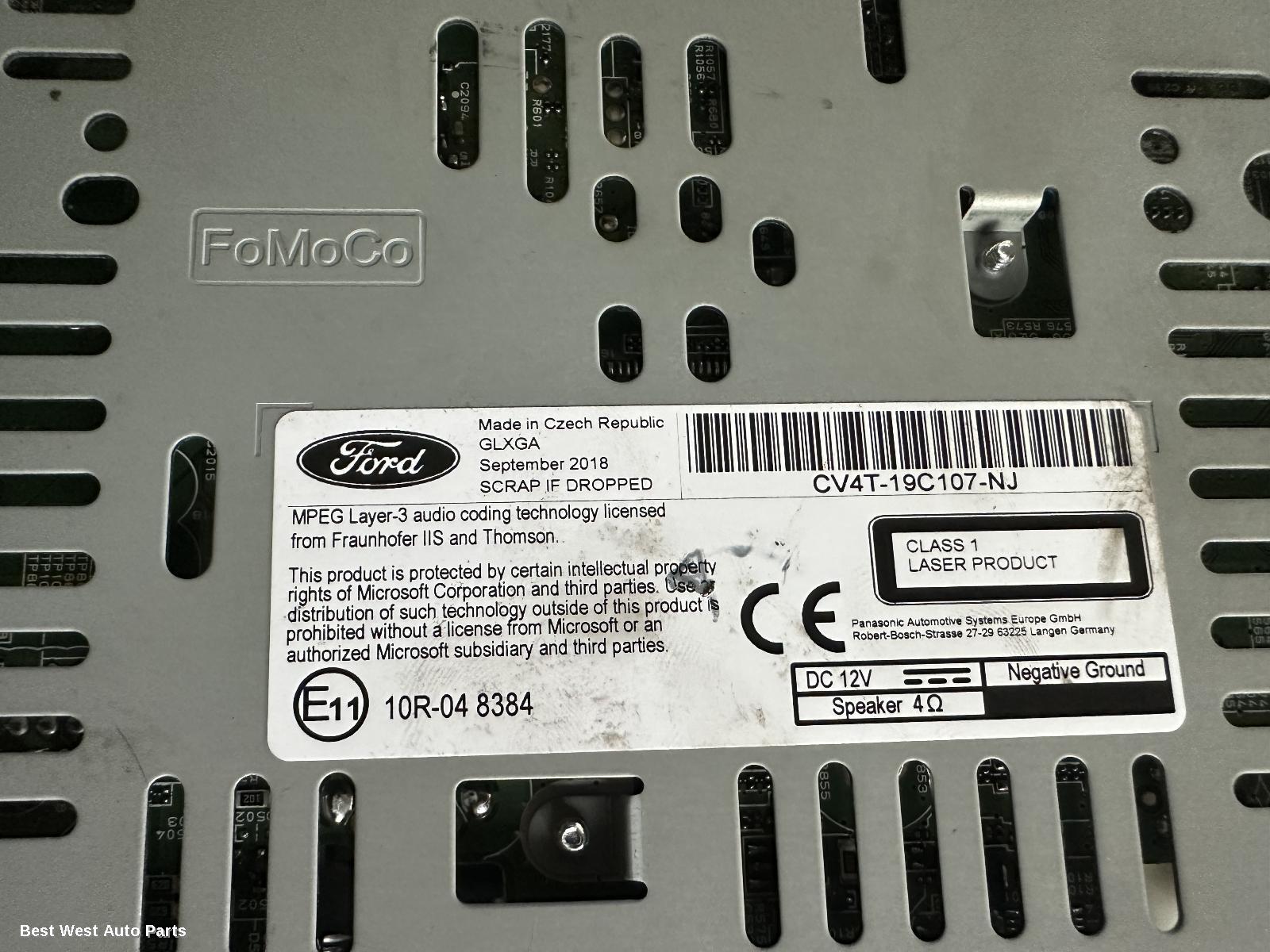 2018 FORD ESCAPE Radio/Cd/Dvd/Sat/Tv