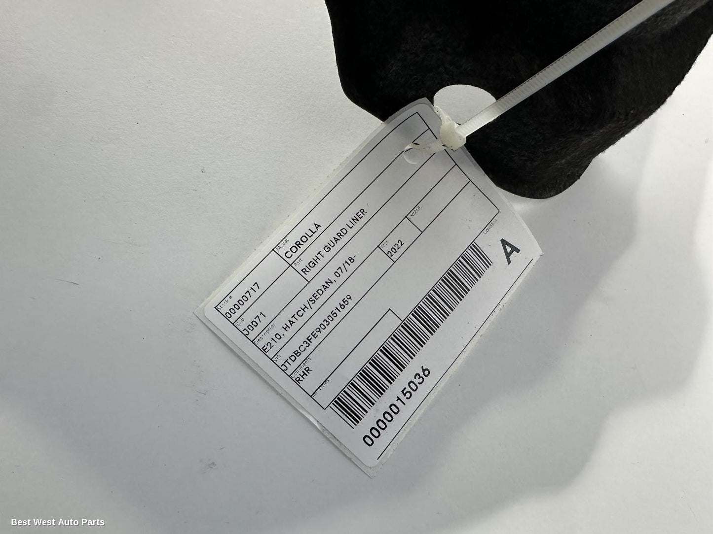 2022 TOYOTA COROLLA Right Guard Liner