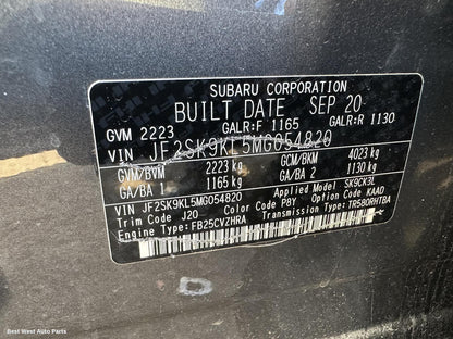 2020 SUBARU FORESTER Sunvisor