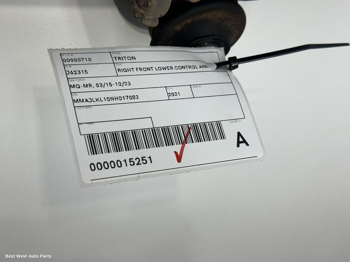 2021 MITSUBISHI TRITON Right Front Lower Control Arm
