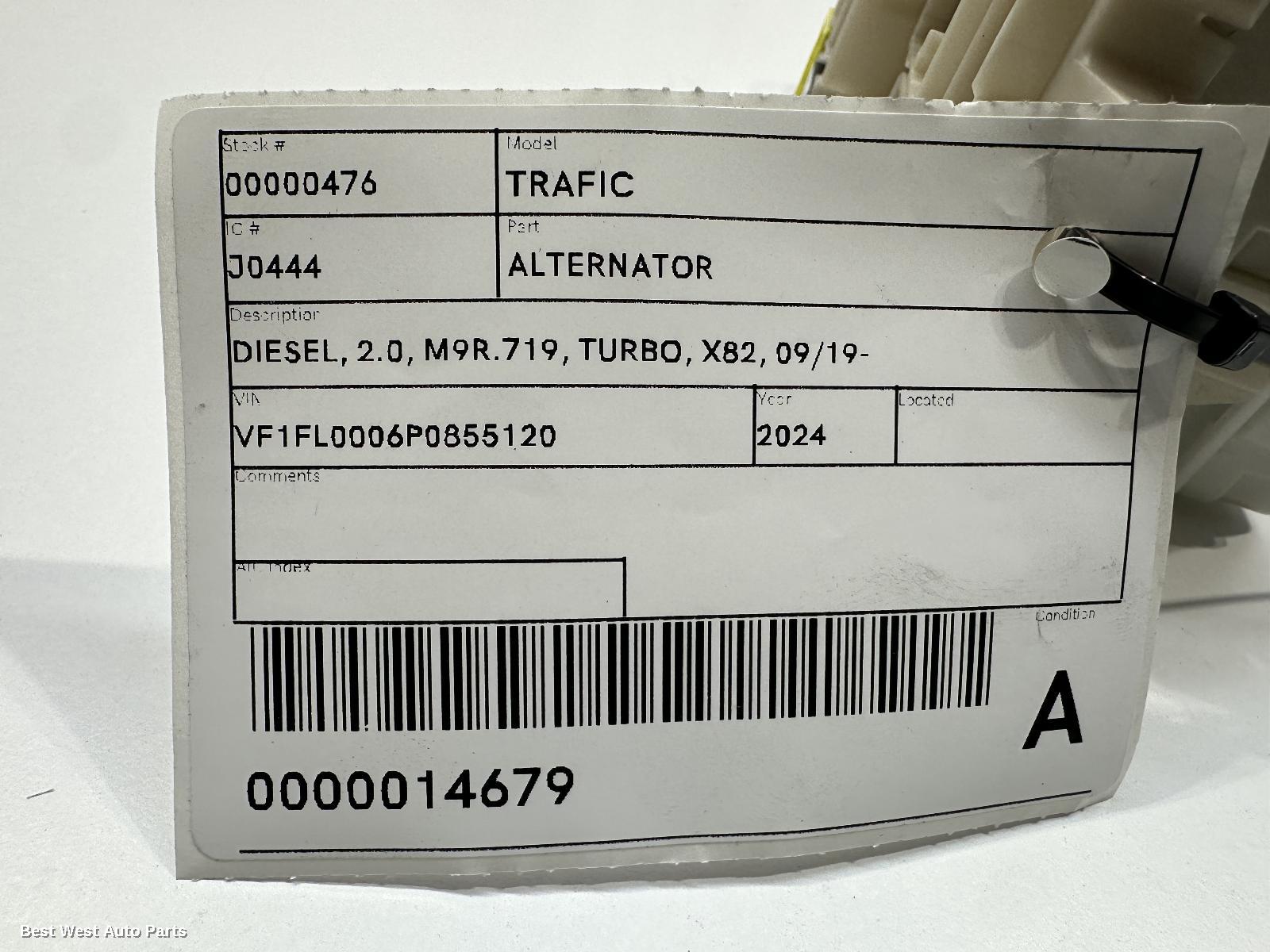 2024 RENAULT TRAFIC Alternator