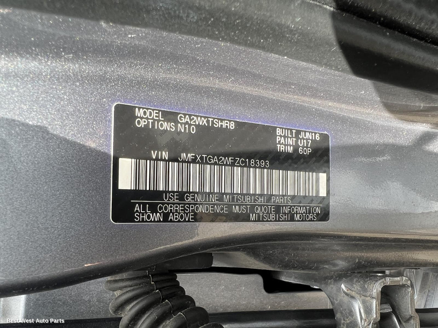 2016 MITSUBISHI ASX Sunvisor
