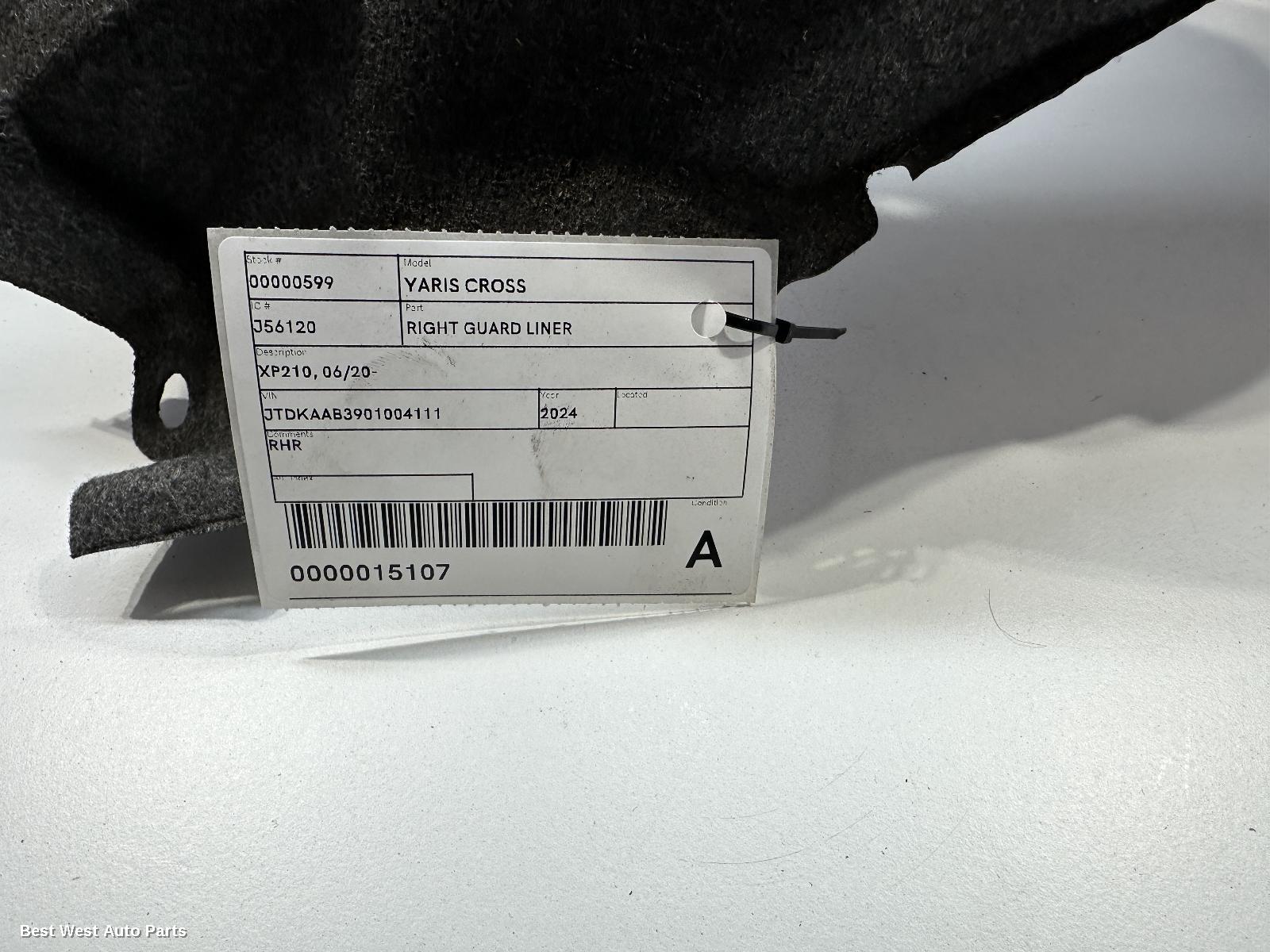 2024 TOYOTA YARIS CROSS Right Guard Liner