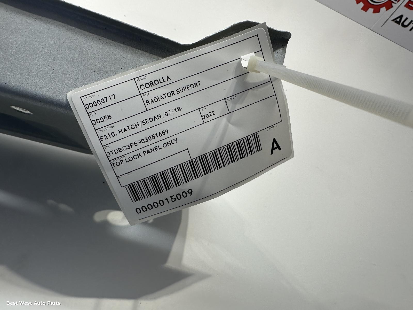 2022 TOYOTA COROLLA Radiator Support