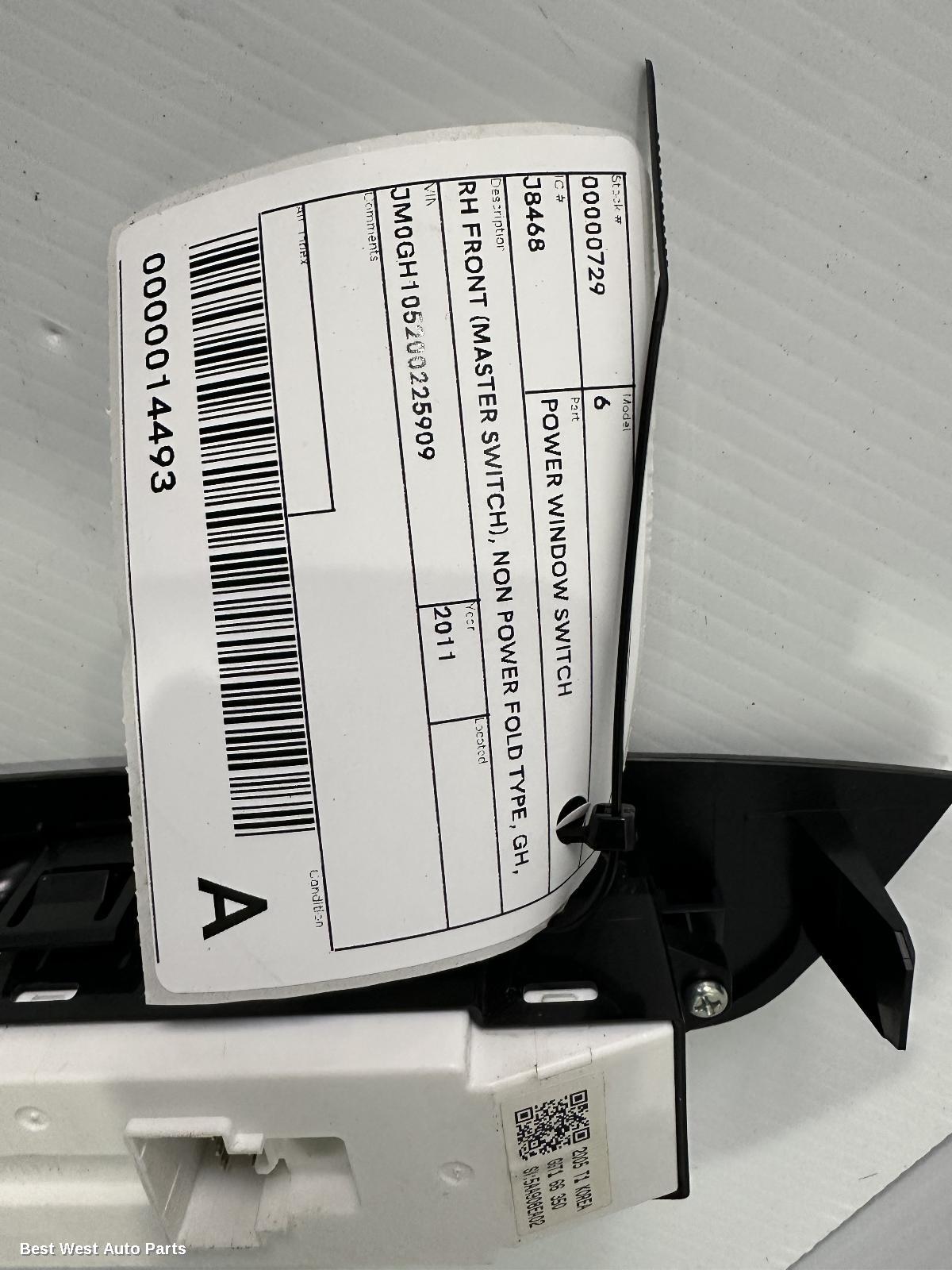 2011 MAZDA 6 Pwr Dr Wind Switch