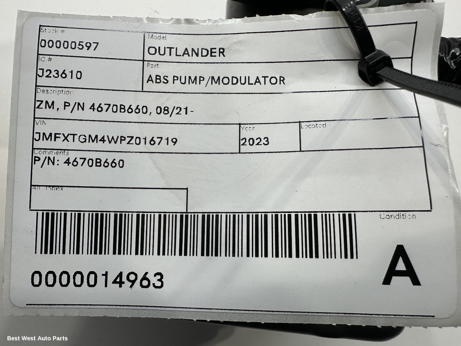 2023 MITSUBISHI OUTLANDER Abs Pump/Modulator