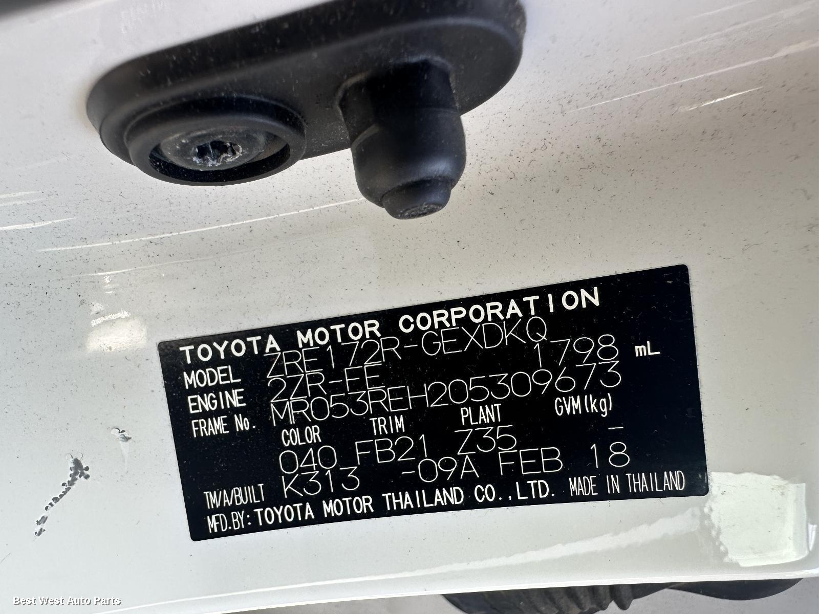 2017 TOYOTA COROLLA Sunvisor