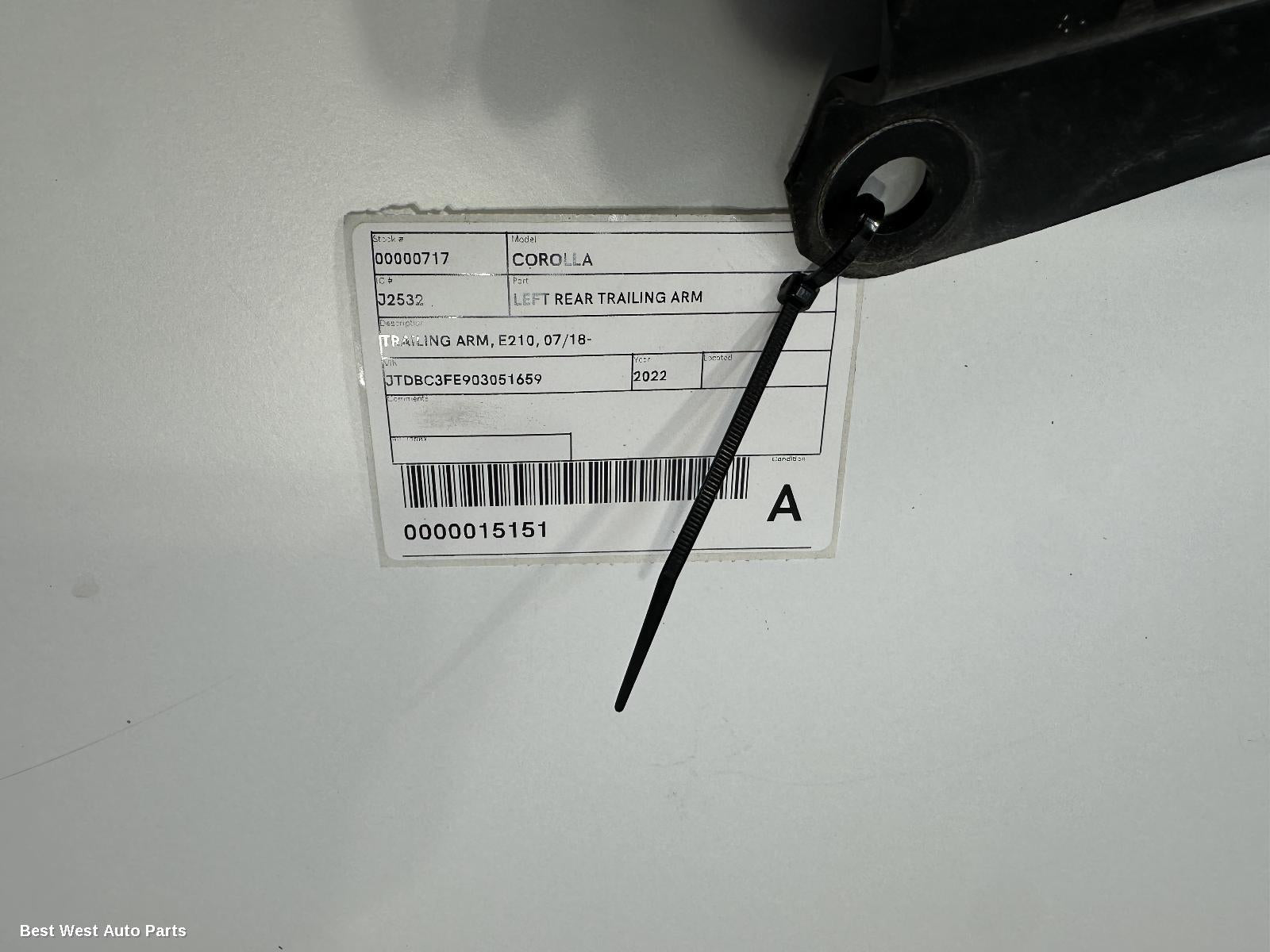 2022 TOYOTA COROLLA Left Rear Trailing Arm