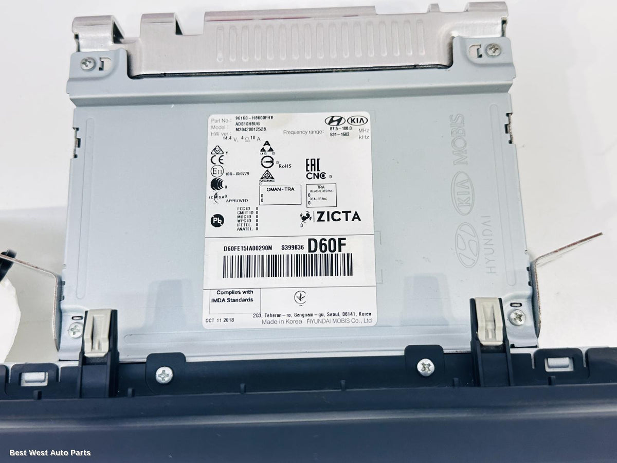 2018 KIA RIO Radio/Cd/Dvd/Sat/Tv