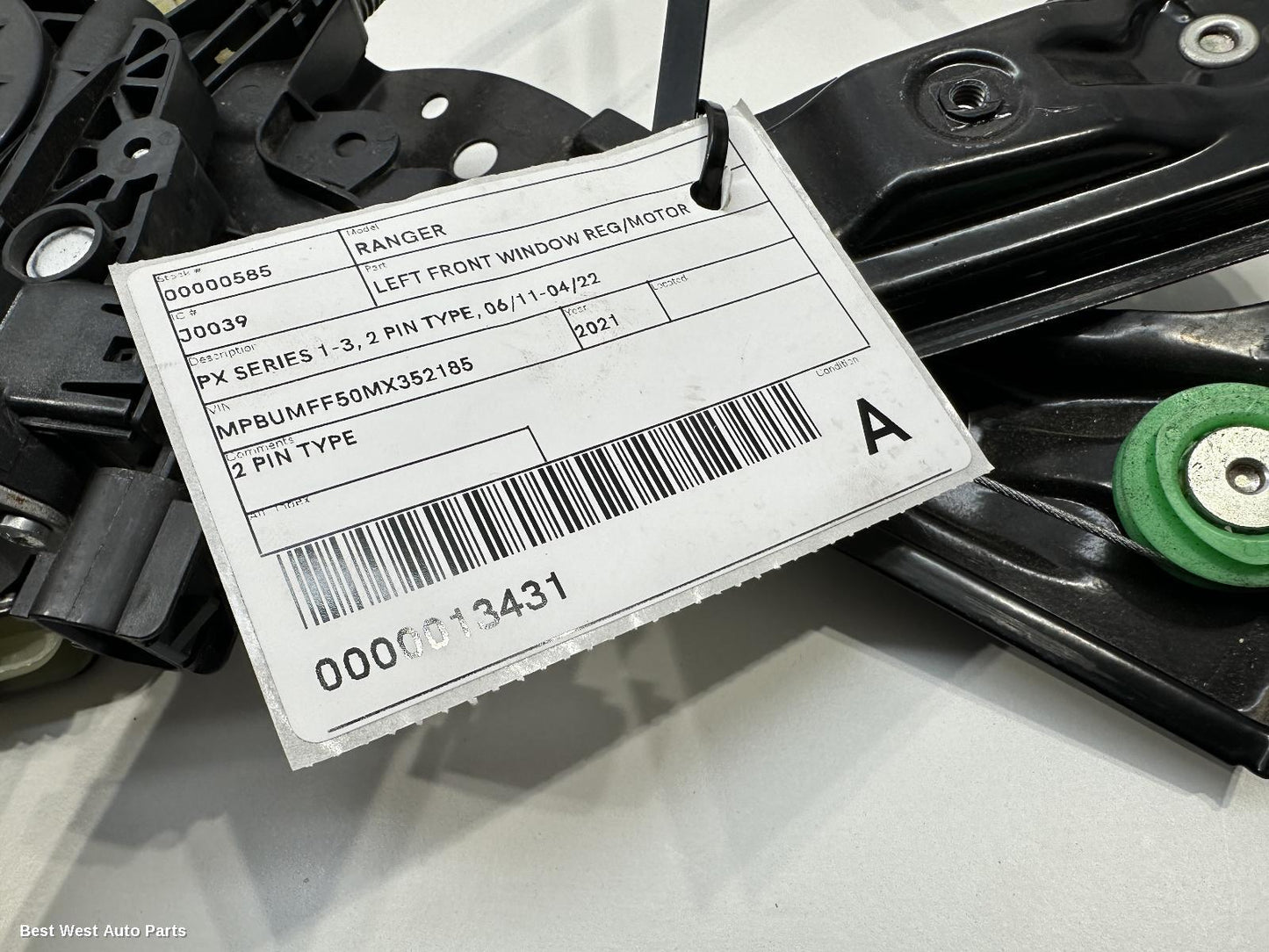 2021 FORD RANGER Left Front Window Reg/Motor