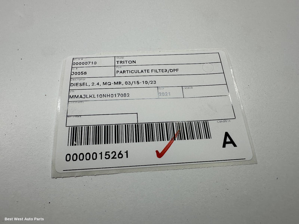 2021 MITSUBISHI TRITON Particulate Filter/Dpf