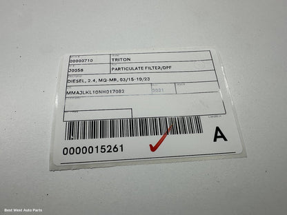 2021 MITSUBISHI TRITON Particulate Filter/Dpf