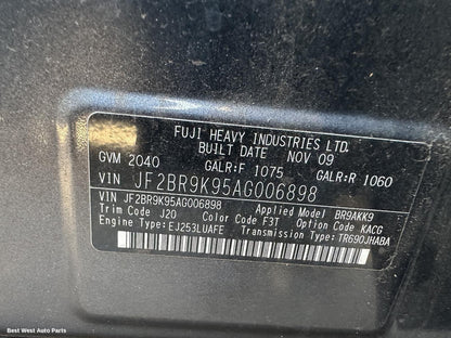 2009 SUBARU FORESTER Sunvisor