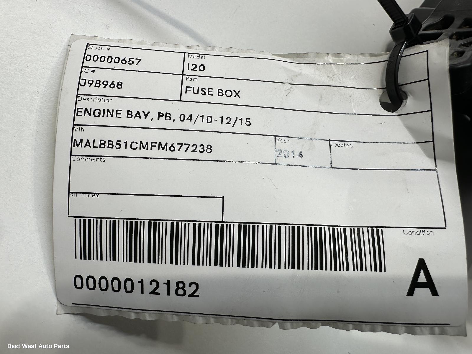 2014 HYUNDAI I20 Fuse Box
