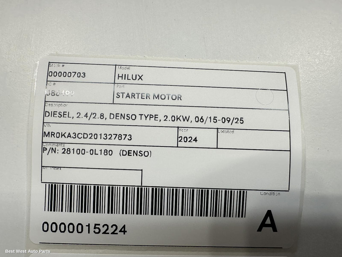 2024 TOYOTA HILUX Starter