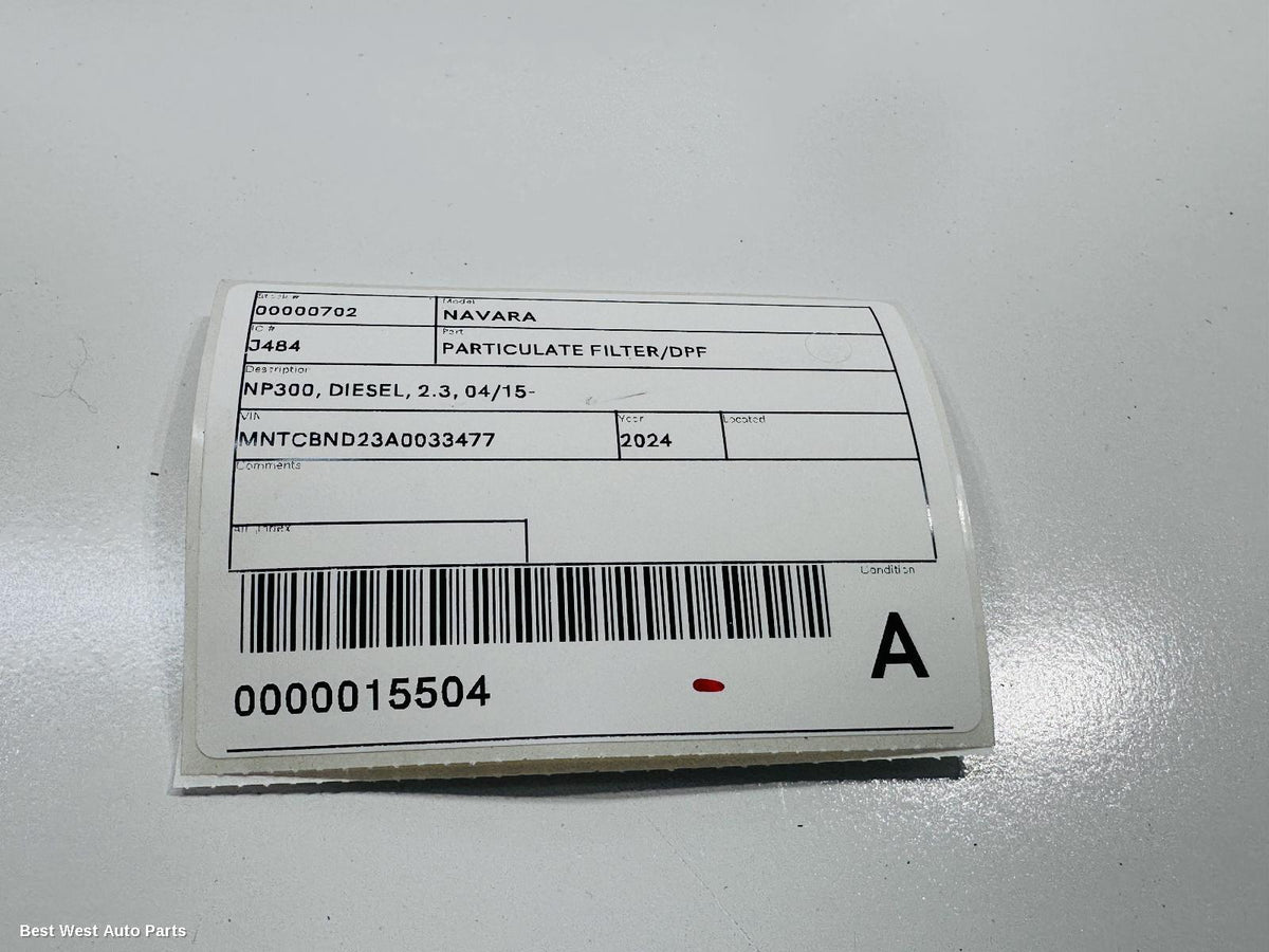 2024 NISSAN NAVARA Particulate Filter/Dpf