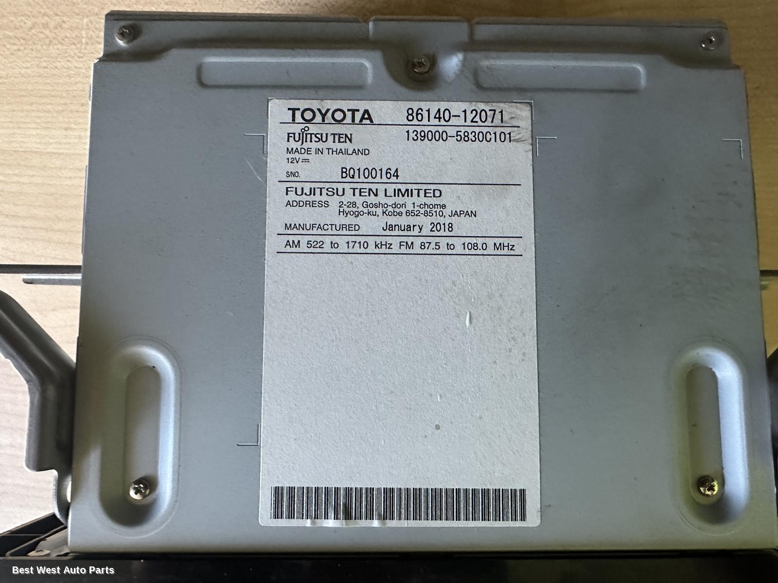 2016 TOYOTA COROLLA Radio/Cd/Dvd/Sat/Tv