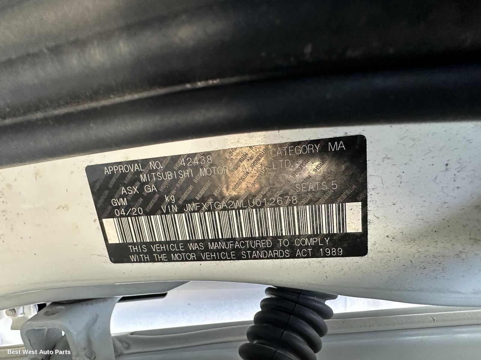 2020 MITSUBISHI ASX Right Indicator/Fog/Side