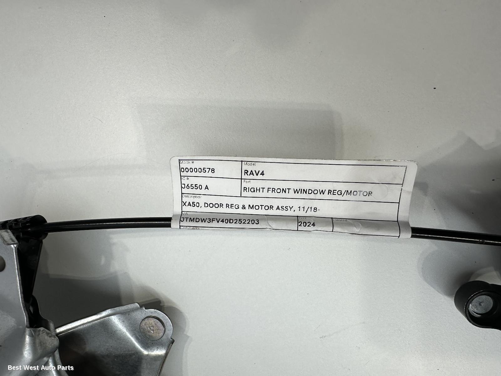2024 TOYOTA RAV4 Right Front Window Reg/Motor