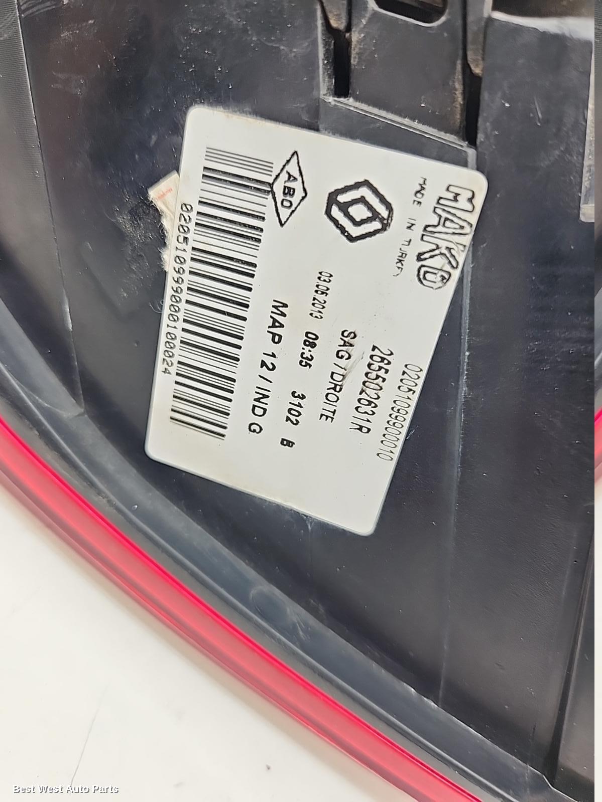 2014 RENAULT CLIO Right Taillight