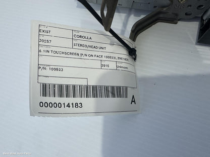 2015 TOYOTA COROLLA Radio/Cd/Dvd/Sat/Tv