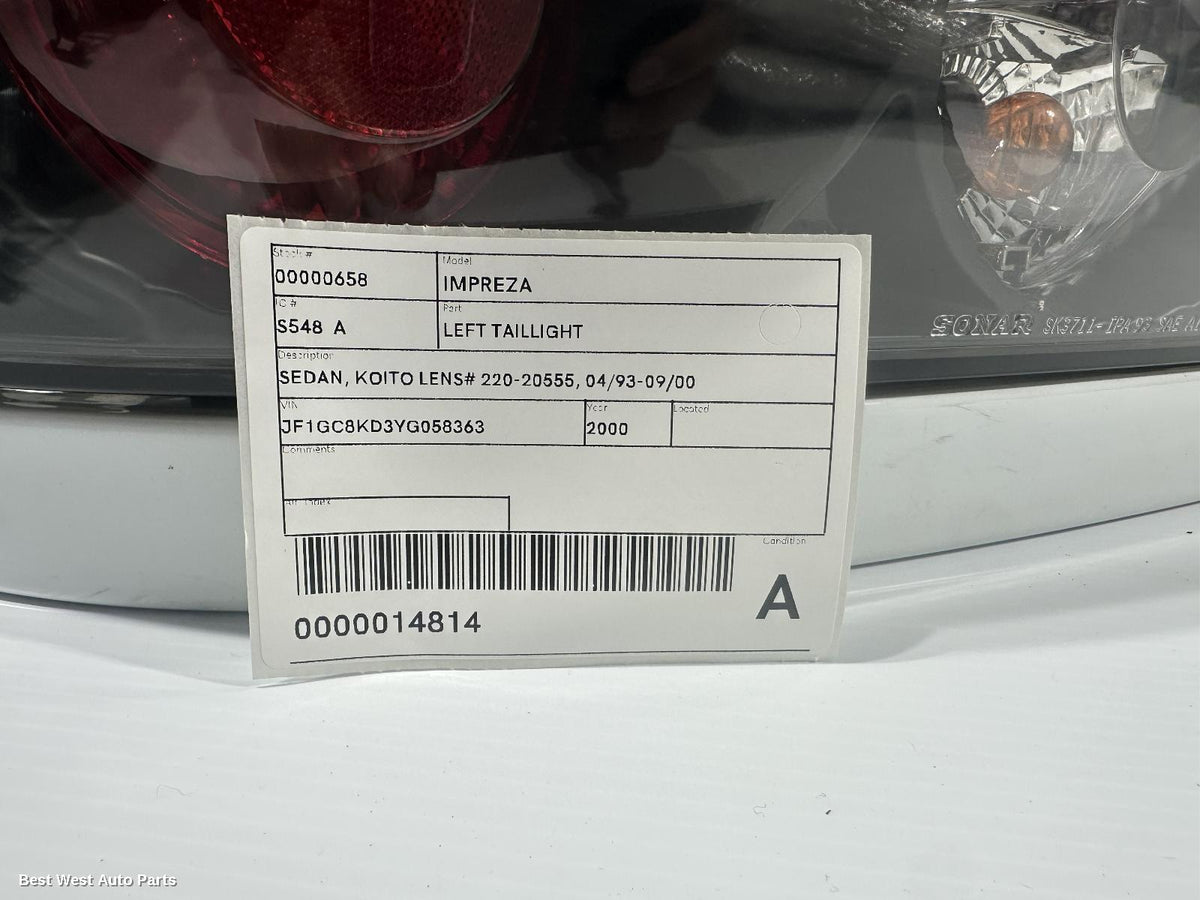 2000 SUBARU IMPREZA Left Taillight