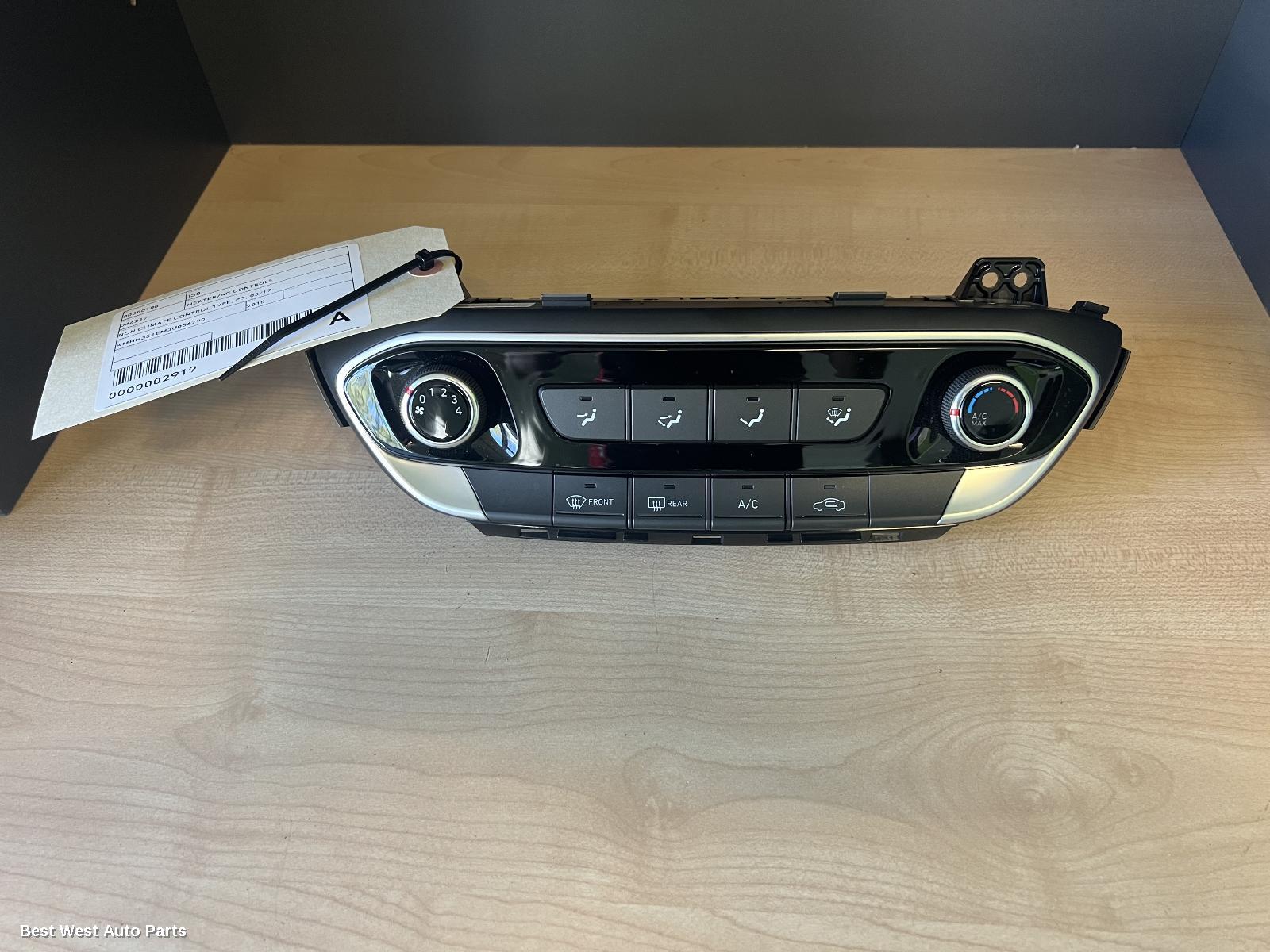 2018 HYUNDAI I30 Heater/Ac Controls