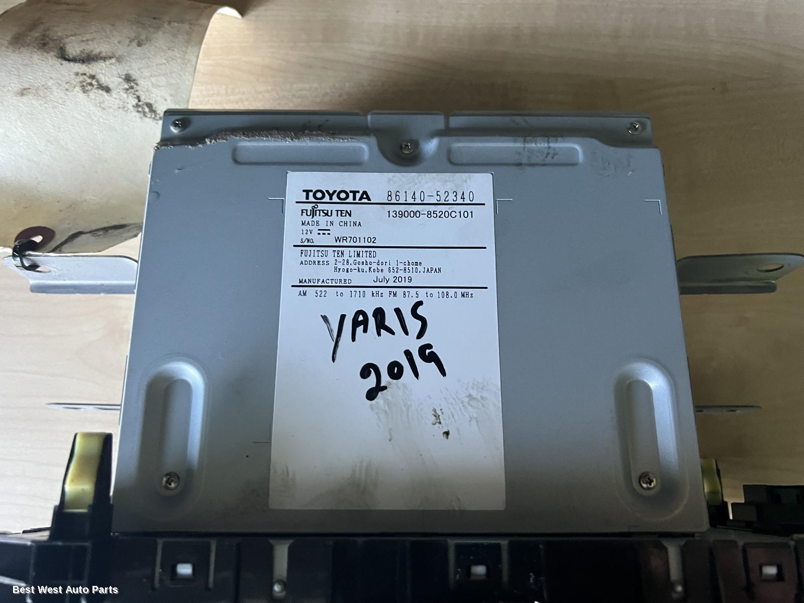 2019 TOYOTA YARIS Radio/Cd/Dvd/Sat/Tv