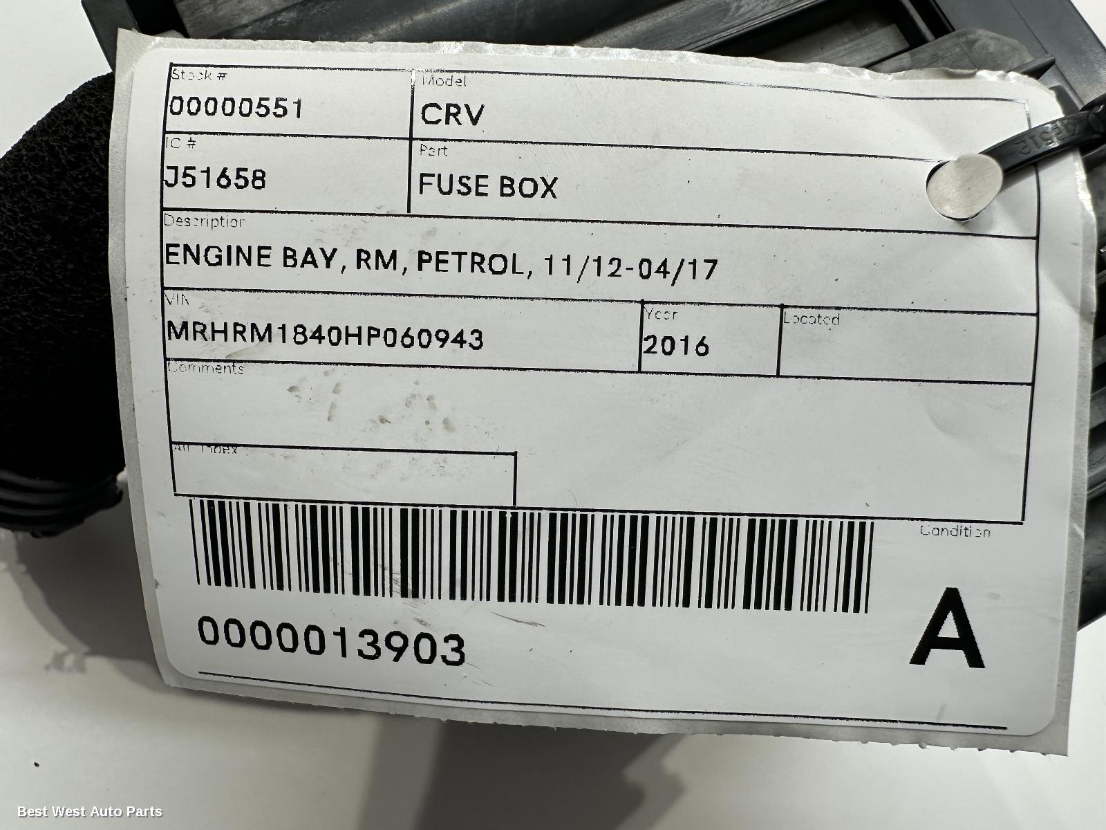 2016 HONDA CRV Fuse Box