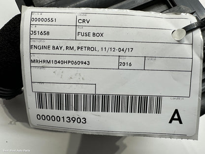 2016 HONDA CRV Fuse Box