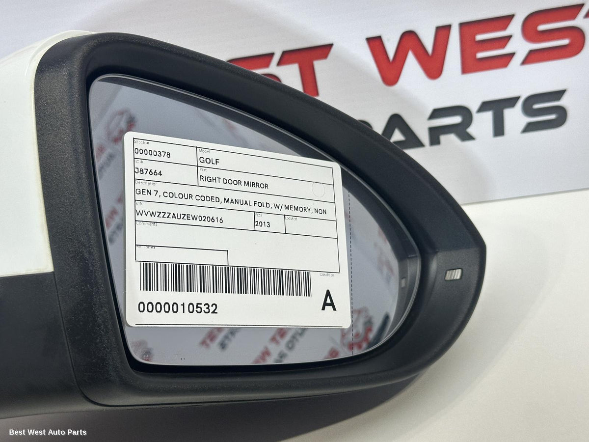 2013 VOLKSWAGEN GOLF Right Door Mirror