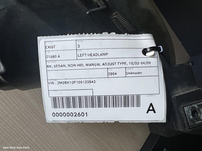 2004 MAZDA 3 Left Headlamp