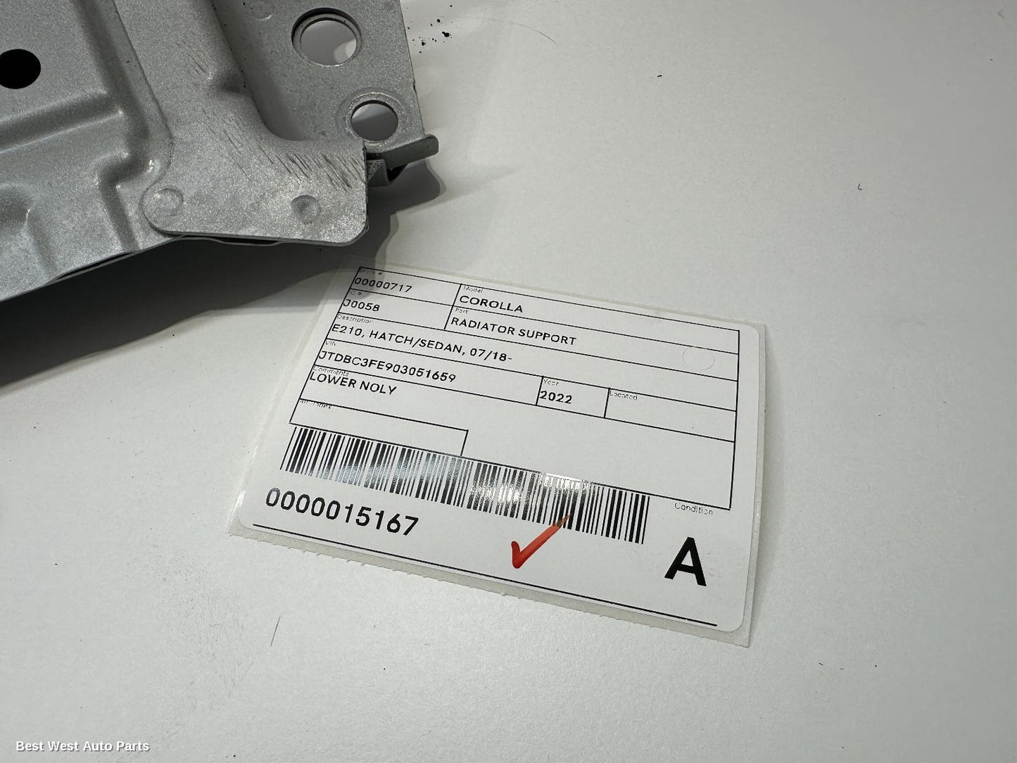 2022 TOYOTA COROLLA Radiator Support