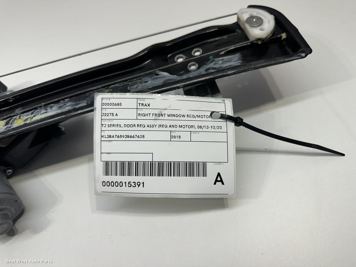 2018 HOLDEN TRAX Right Front Window Reg/Motor
