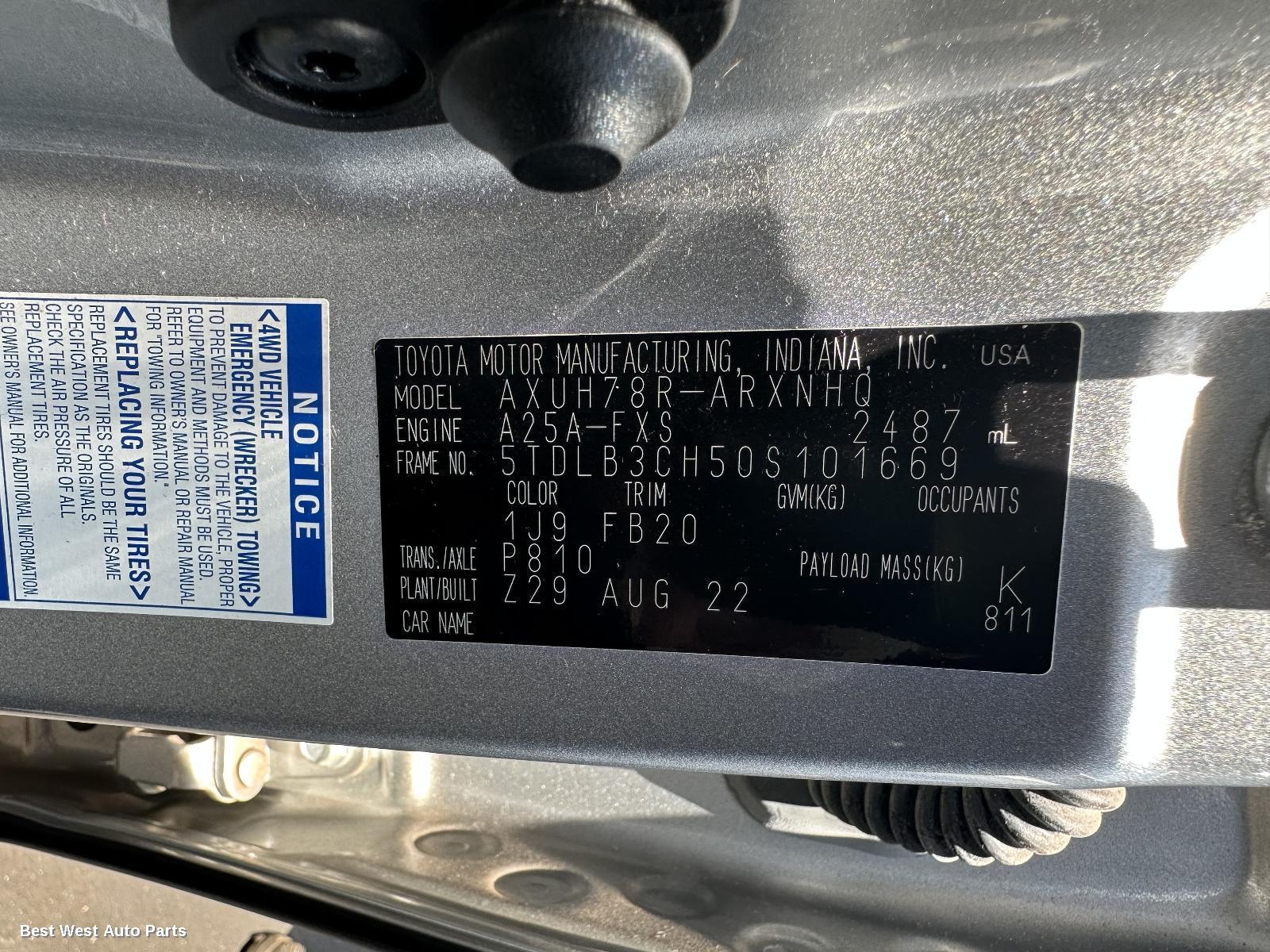 2022 TOYOTA KLUGER Right Front Window Reg/Motor