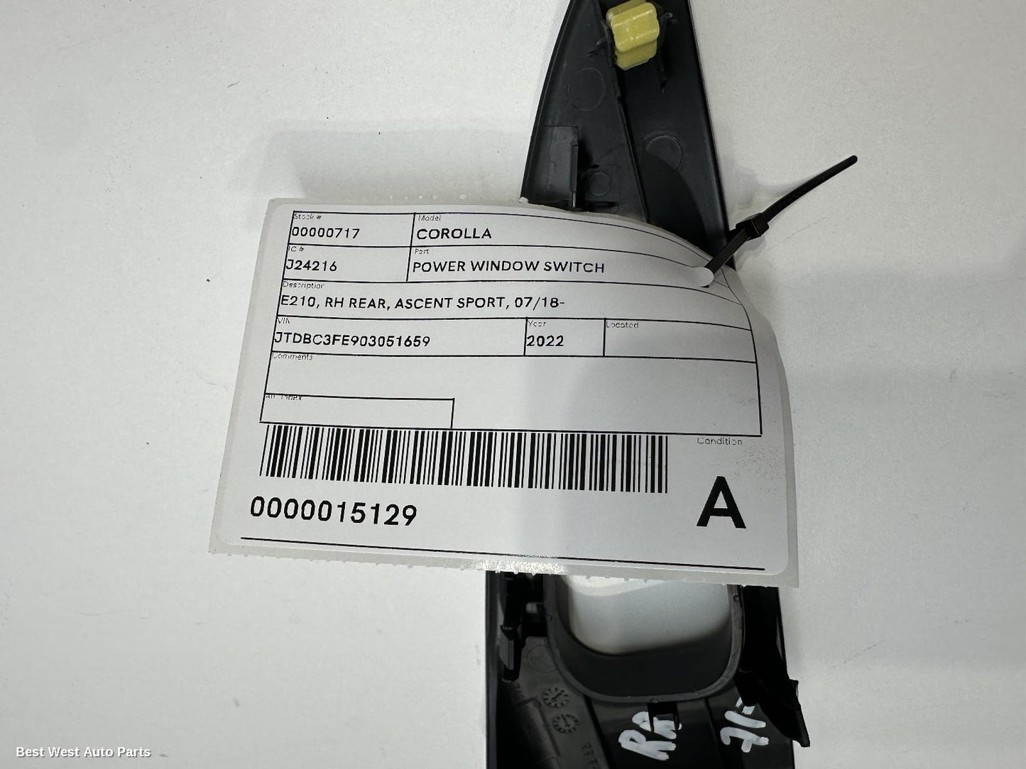 2022 TOYOTA COROLLA Pwr Dr Wind Switch