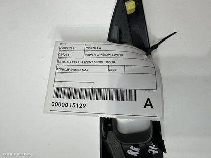 2022 TOYOTA COROLLA Pwr Dr Wind Switch